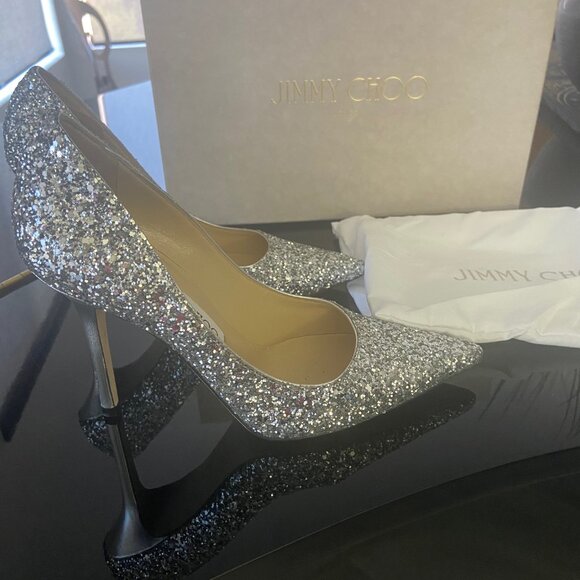 GENTLY WORN ONCE JIMMY CHOO GLITTER PUMPS - SIZE 36/6 - Picture 1 of 4